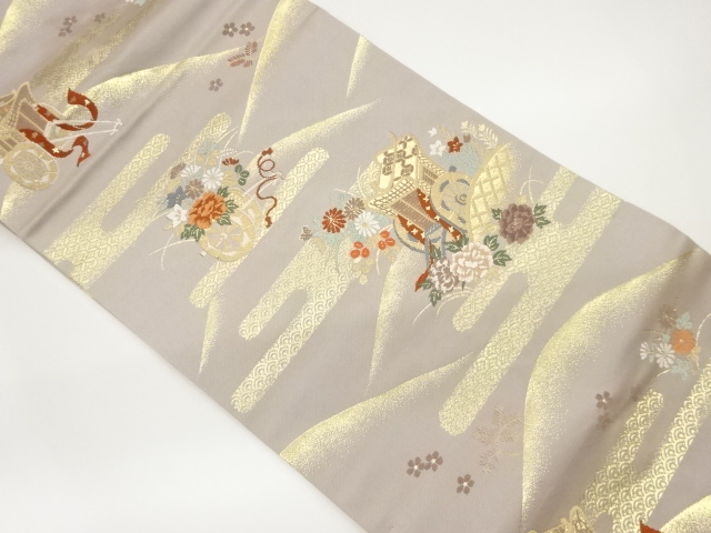 JAPANESE NAGOYA OBI / WOVEN FLORAL CART